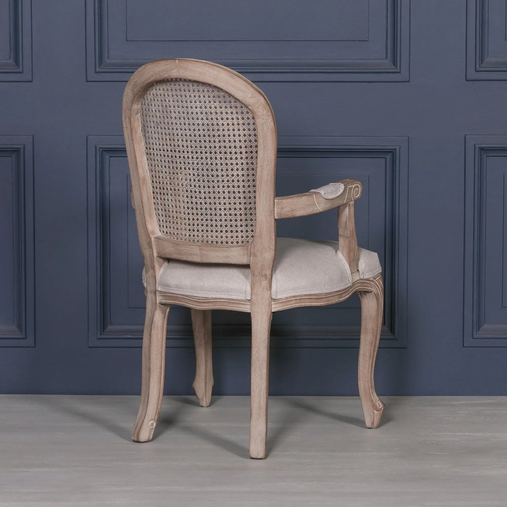 Wooden Carver Louis Upholstered Dining Arm Chair   Nicholas John Interiors