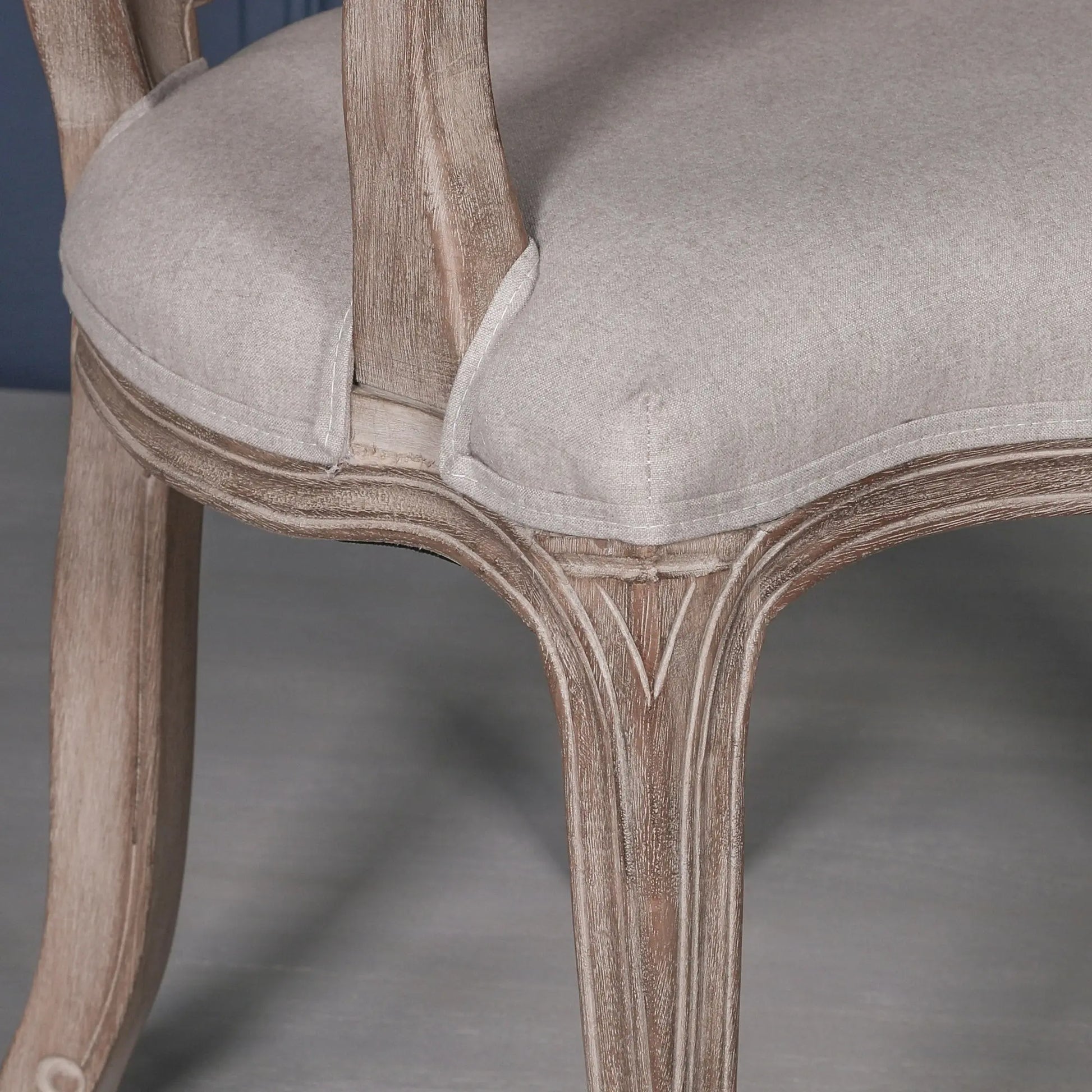 Wooden Carver Louis Upholstered Dining Arm Chair   Nicholas John Interiors
