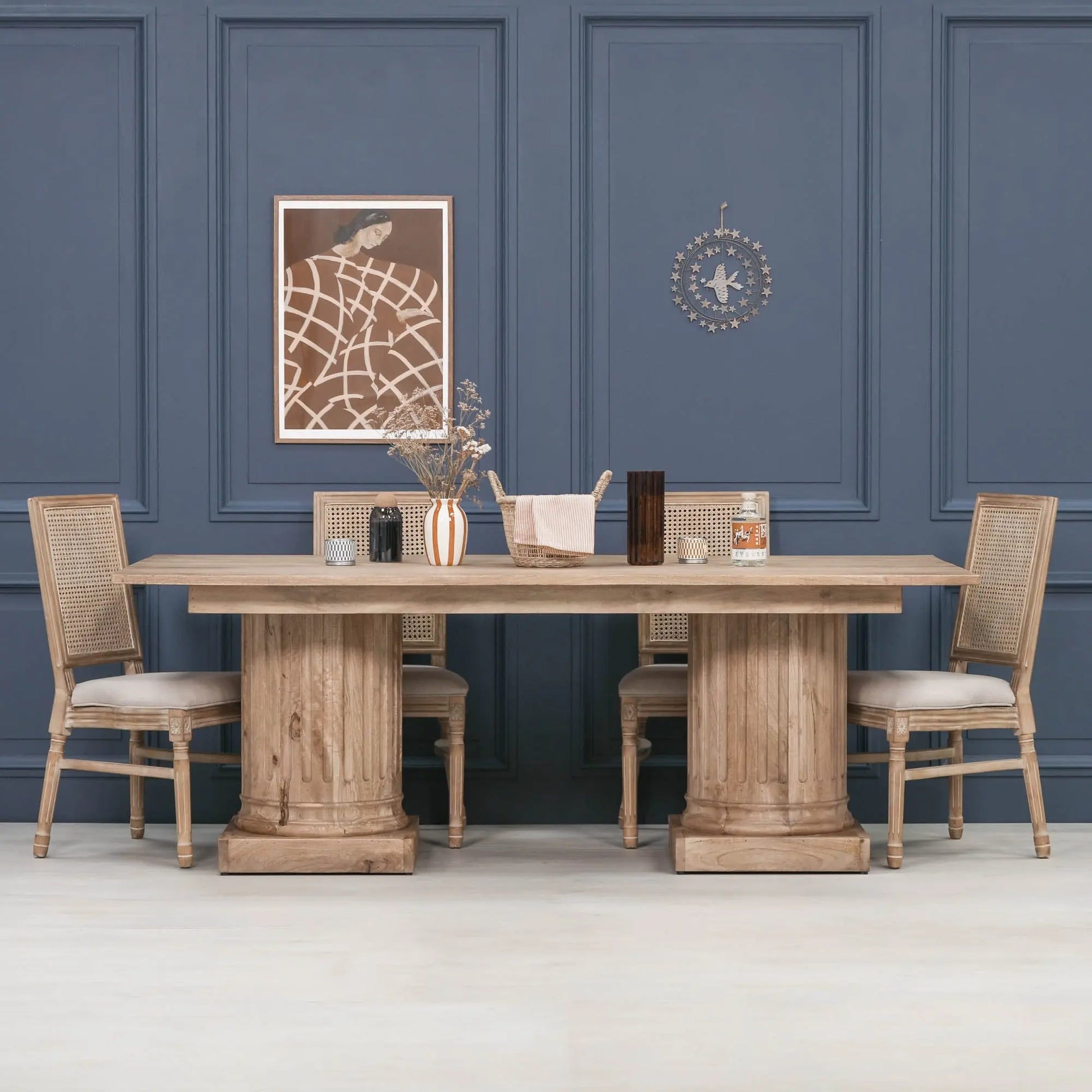 Wooden Column Rectangular Dining Table 220cm   Nicholas John Interiors