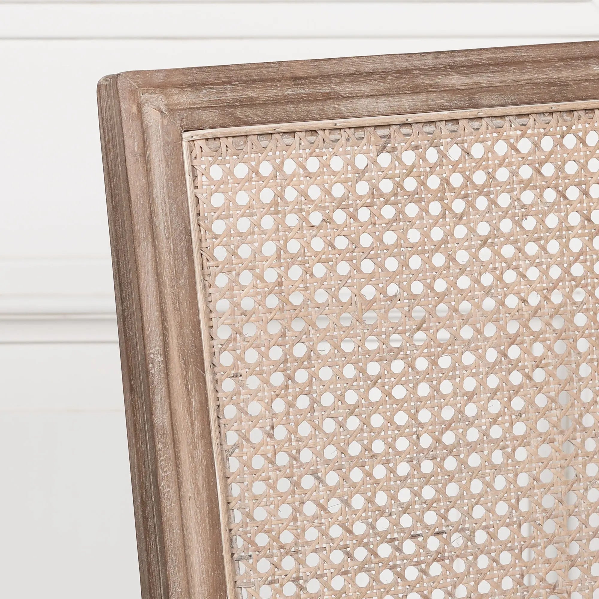 Wooden Louis Upholstered Square Rattan Back Dining Chair   Nicholas John Interiors