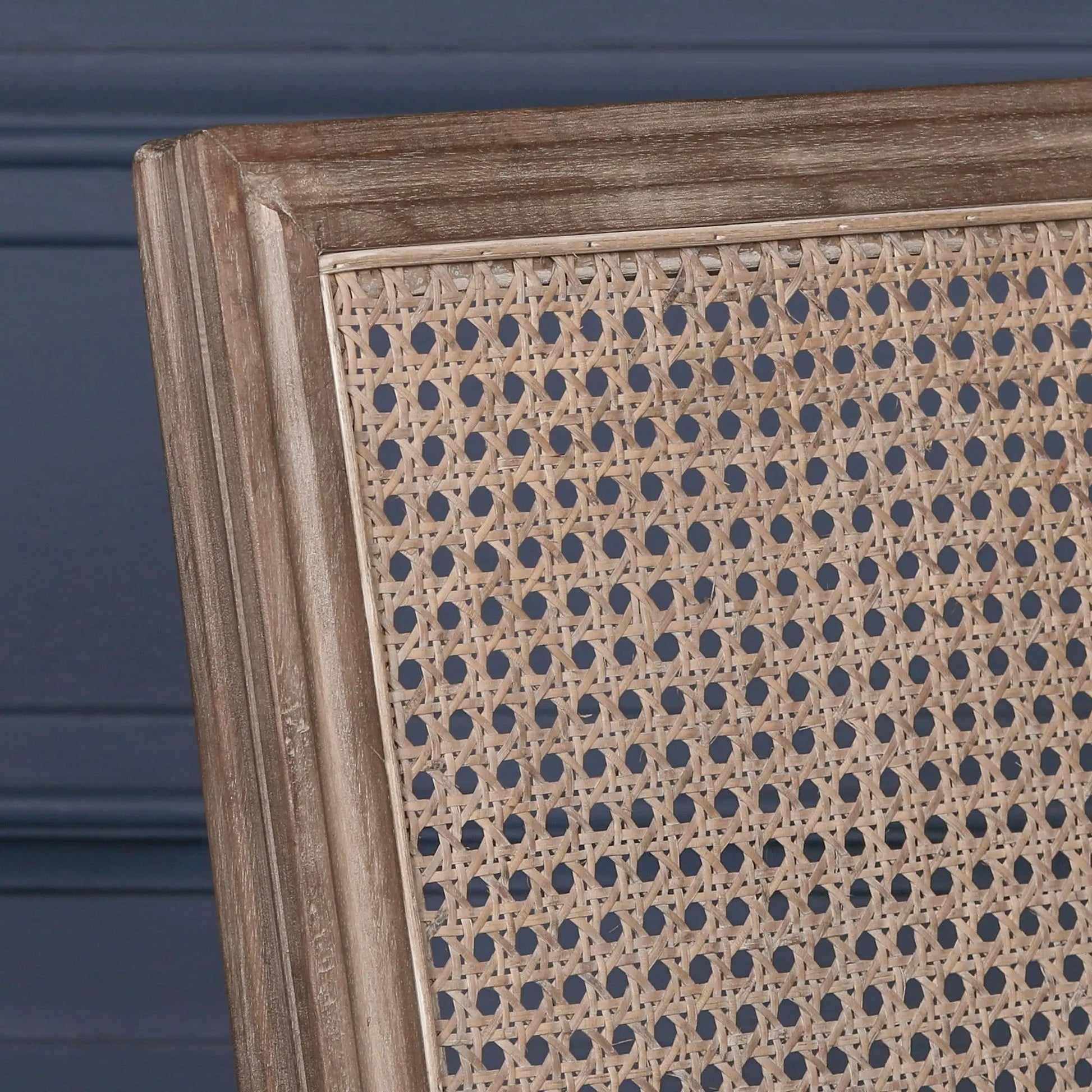 Wooden Louis Upholstered Square Rattan Back Dining Chair   Nicholas John Interiors