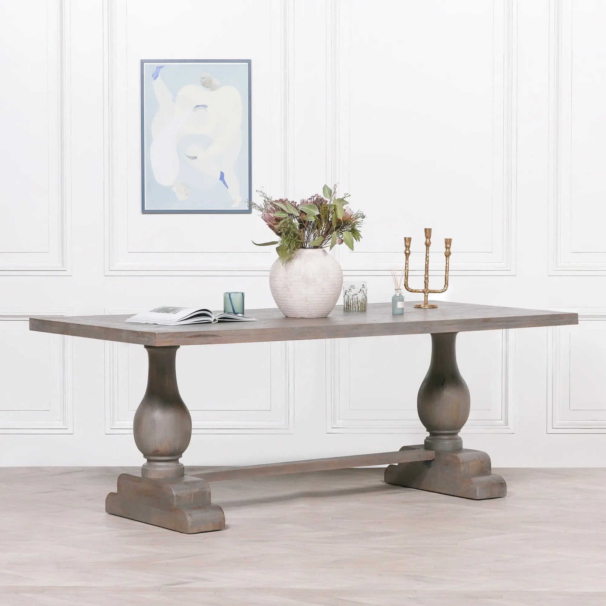 Wooden Rustic Rectangular Dining Table 210cm   Nicholas John Interiors