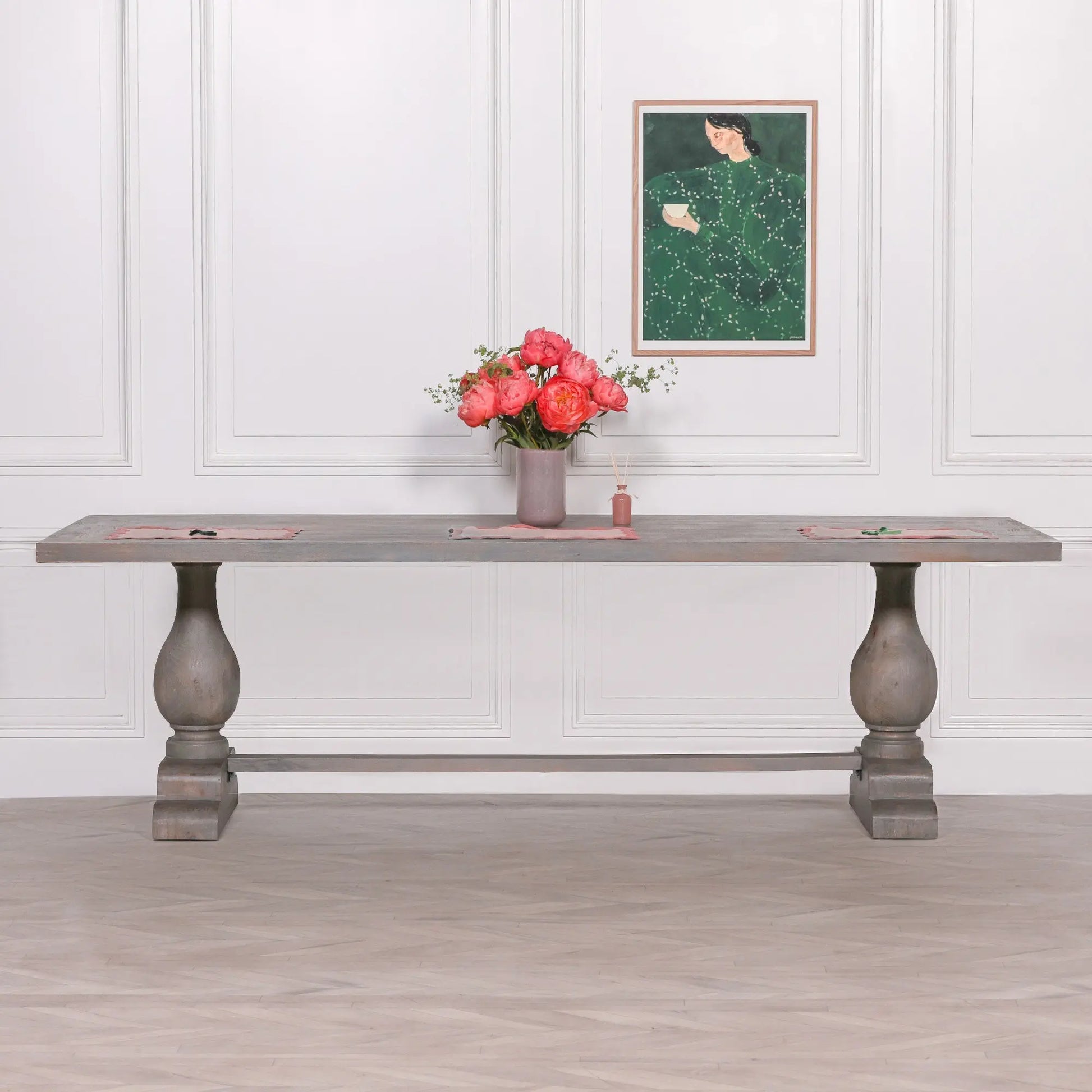 Wooden Rustic Rectangular Dining Table 260cm – Handcrafted Mango Wood Table   Nicholas John Interiors