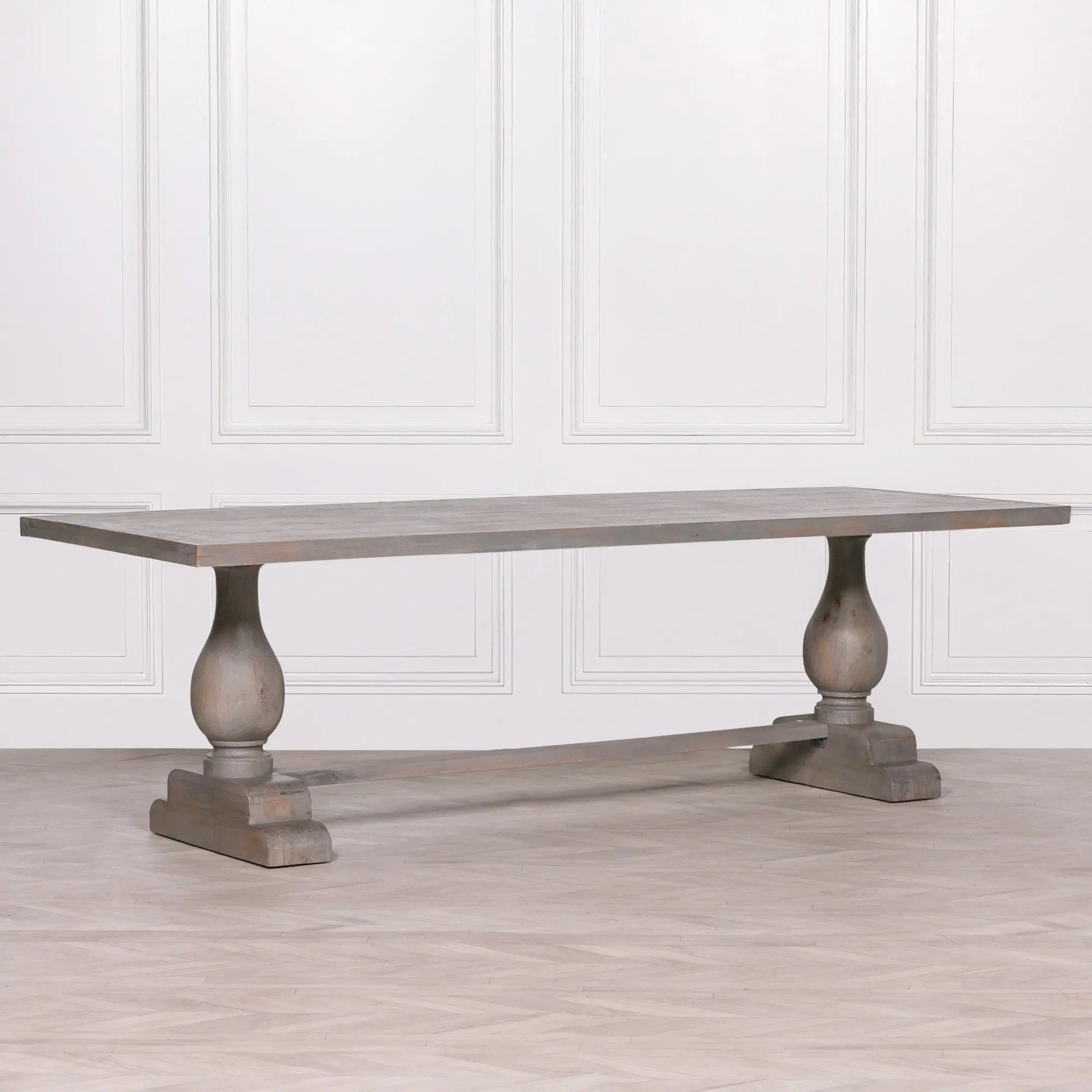 Wooden Rustic Rectangular Dining Table 260cm – Handcrafted Mango Wood Table   Nicholas John Interiors