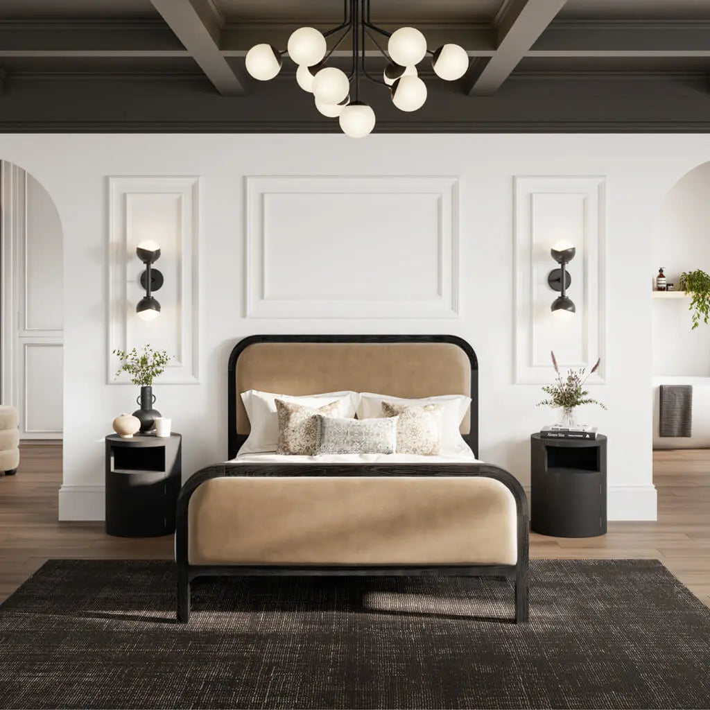 Ashford & Grey Yori Black Bedside Cabinet  Nicholas John Interiors