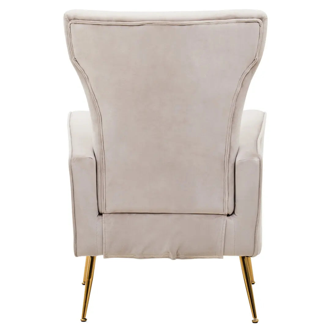 Zamora Mink Velvet Accent Chair with Gold Legs   Nicholas John Interiors