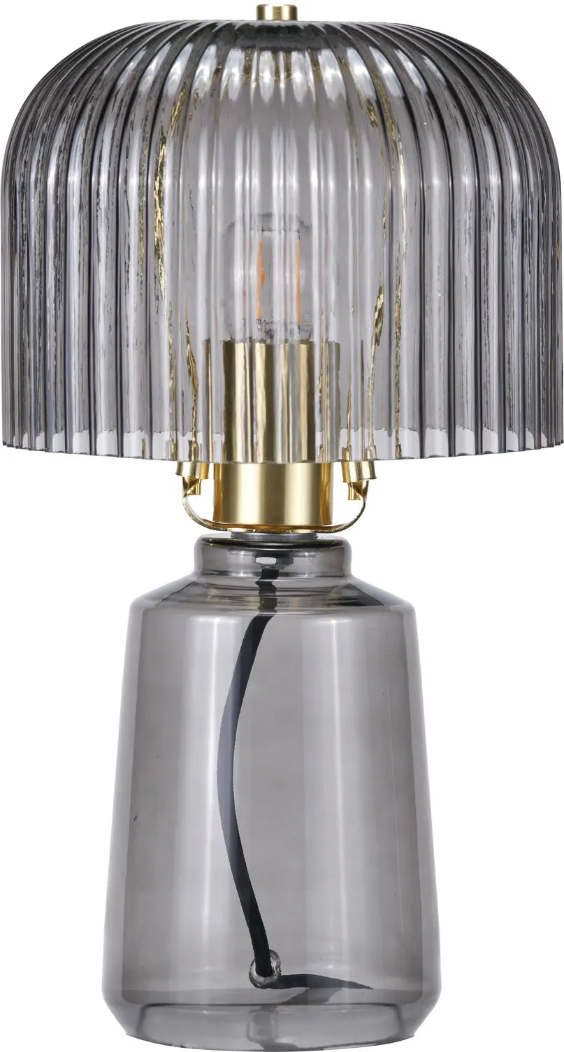 Zandra Grey Ribbed Glass Table Lamp  Nicholas John Interiors