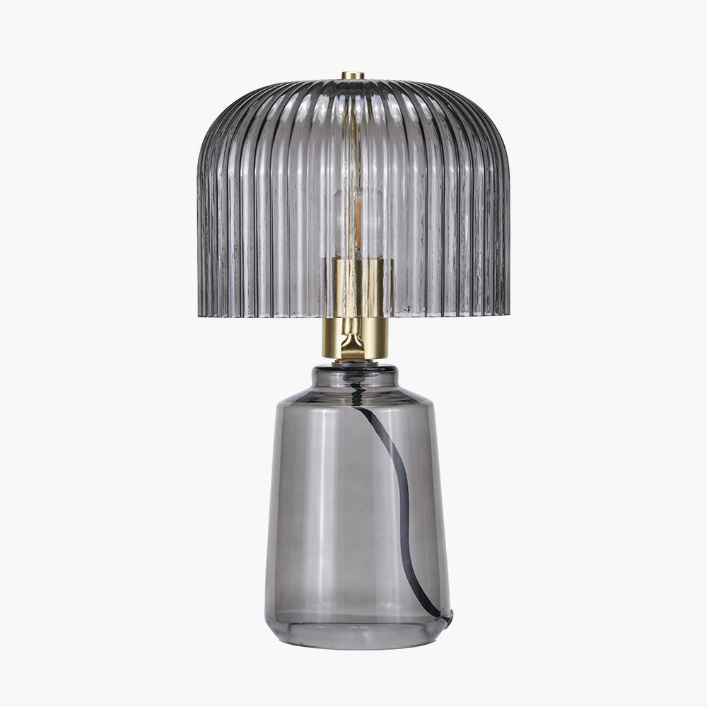 Zandra Grey Ribbed Glass Table Lamp  Nicholas John Interiors