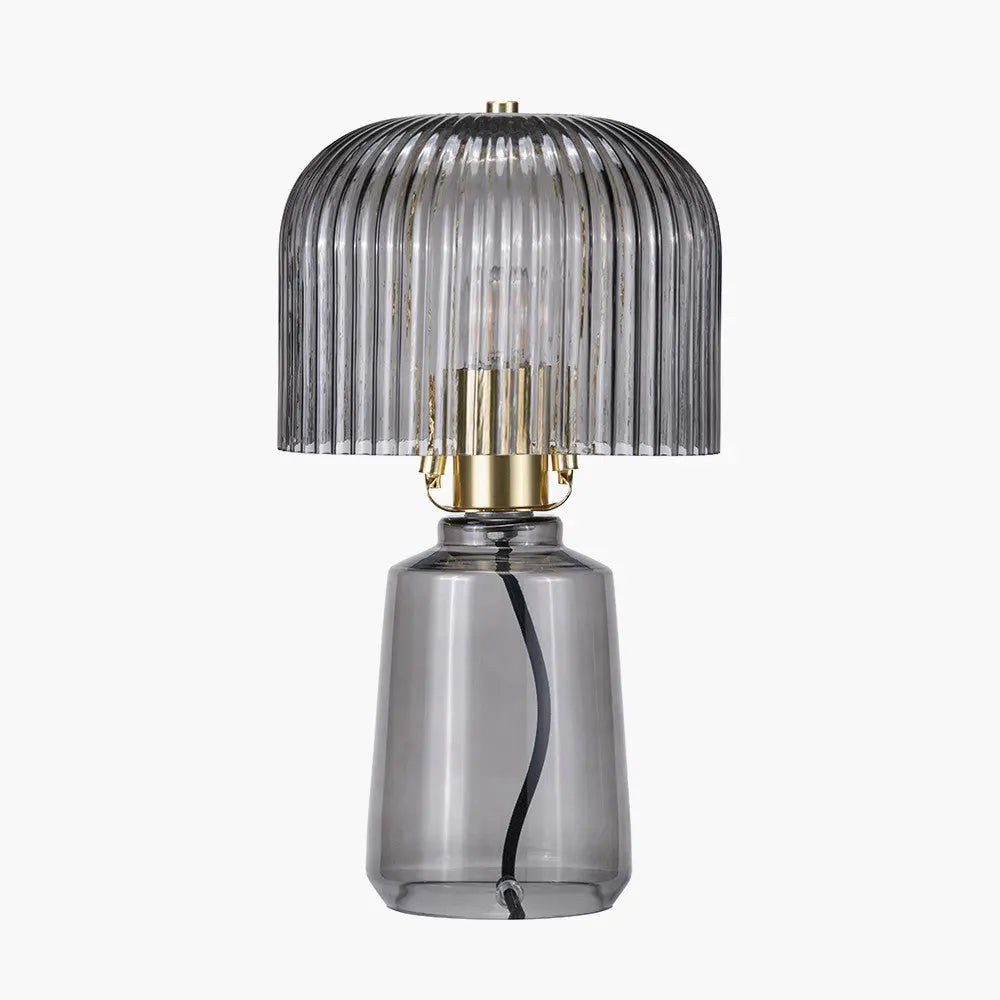 Zandra Grey Ribbed Glass Table Lamp  Nicholas John Interiors