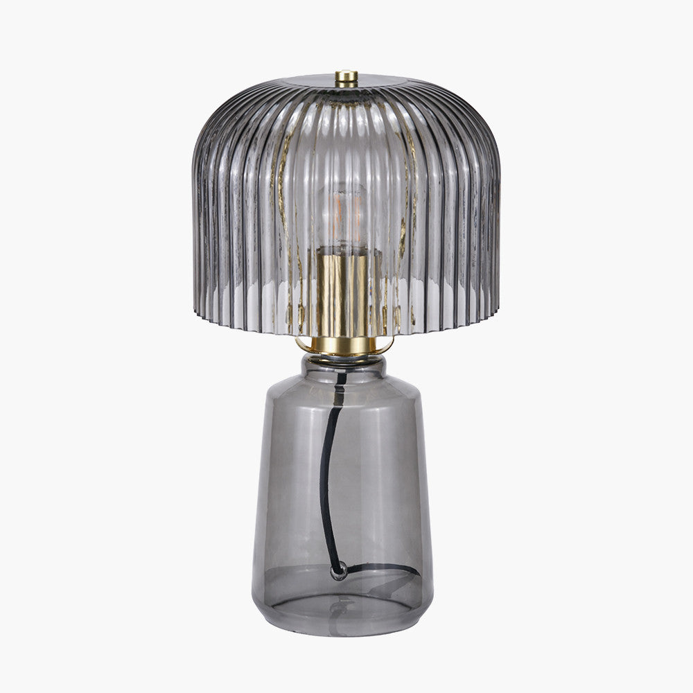 Zandra Grey Ribbed Glass Table Lamp  Nicholas John Interiors