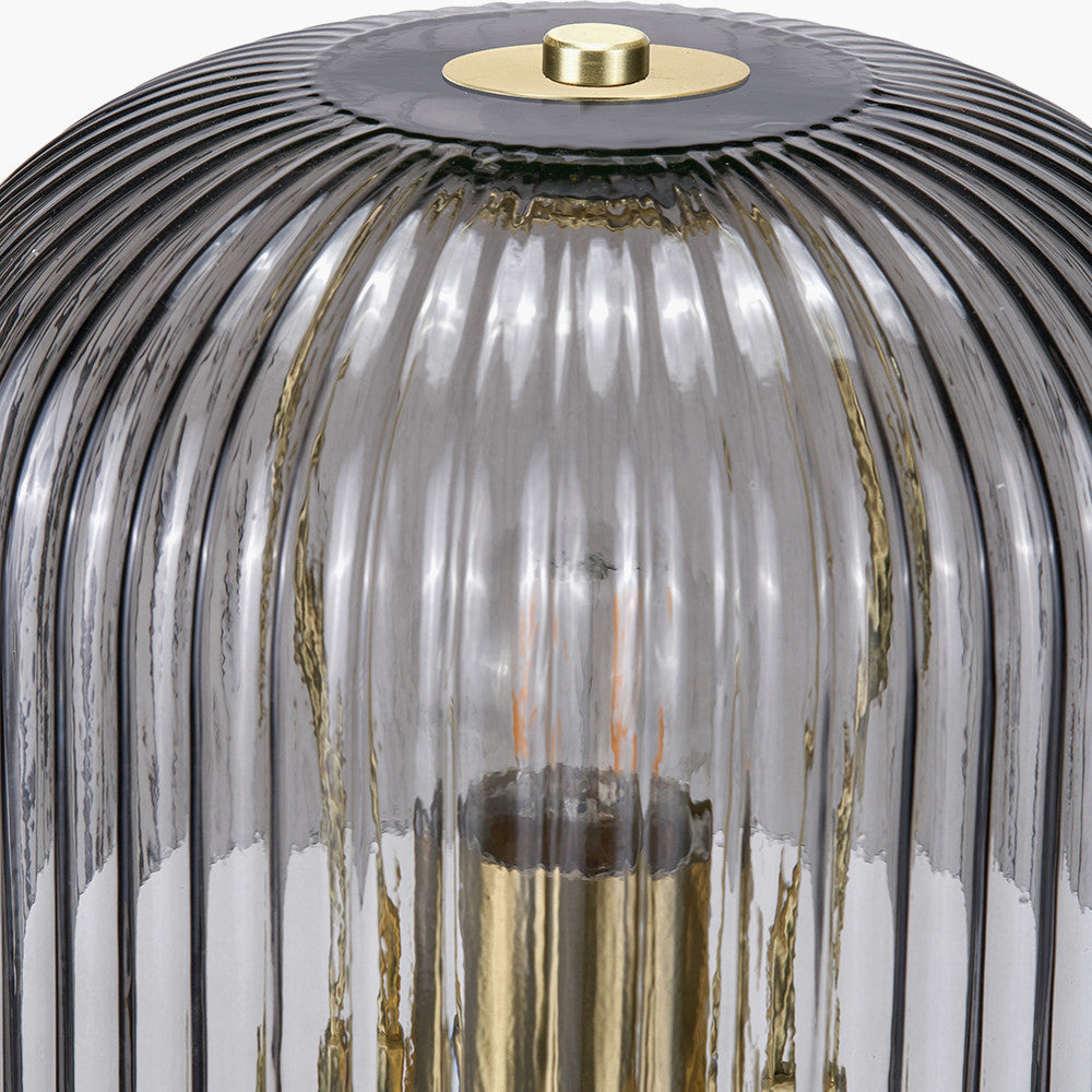 Zandra Grey Ribbed Glass Table Lamp  Nicholas John Interiors