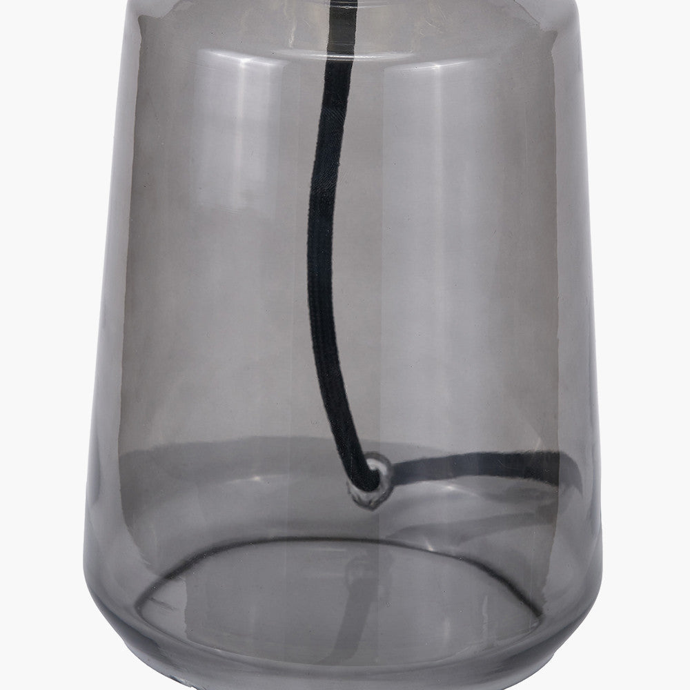 Zandra Grey Ribbed Glass Table Lamp  Nicholas John Interiors