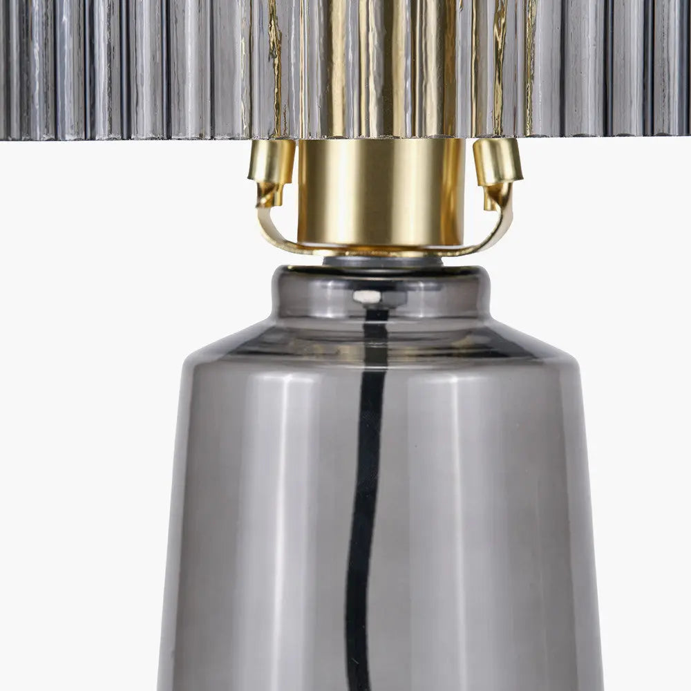 Zandra Grey Ribbed Glass Table Lamp  Nicholas John Interiors