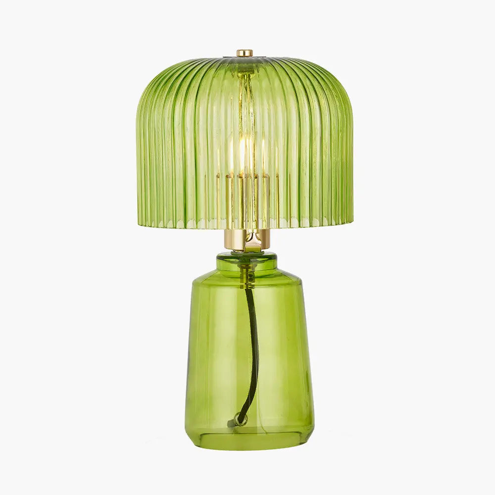 Zandra Spring Green Ribbed Glass Table Lamp  Nicholas John Interiors