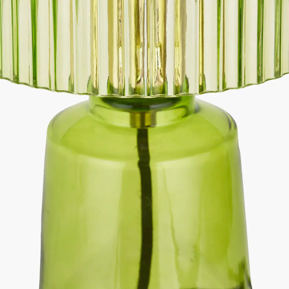 Zandra Spring Green Ribbed Glass Table Lamp  Nicholas John Interiors