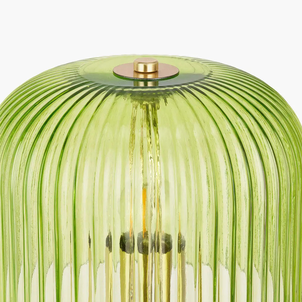 Zandra Spring Green Ribbed Glass Table Lamp  Nicholas John Interiors