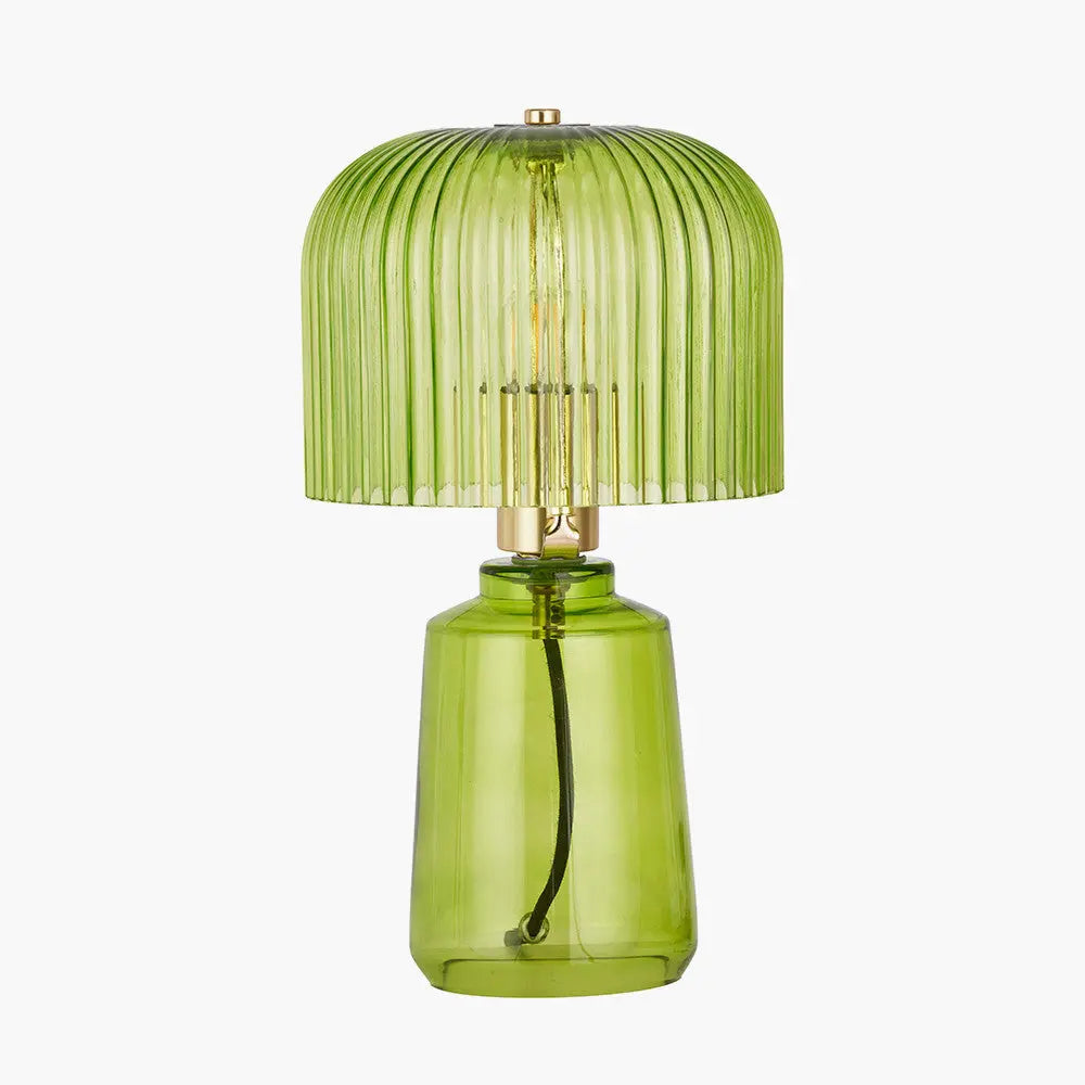 Zandra Spring Green Ribbed Glass Table Lamp  Nicholas John Interiors