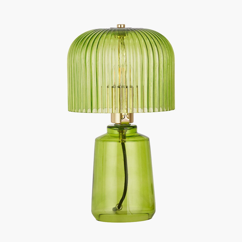 Zandra Spring Green Ribbed Glass Table Lamp  Nicholas John Interiors