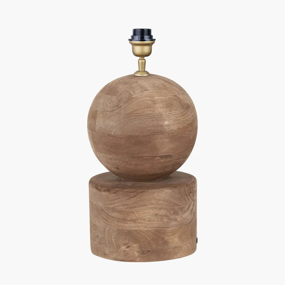 Ziva Antique Brown Round Wood Table Lamp Base  Nicholas John Interiors