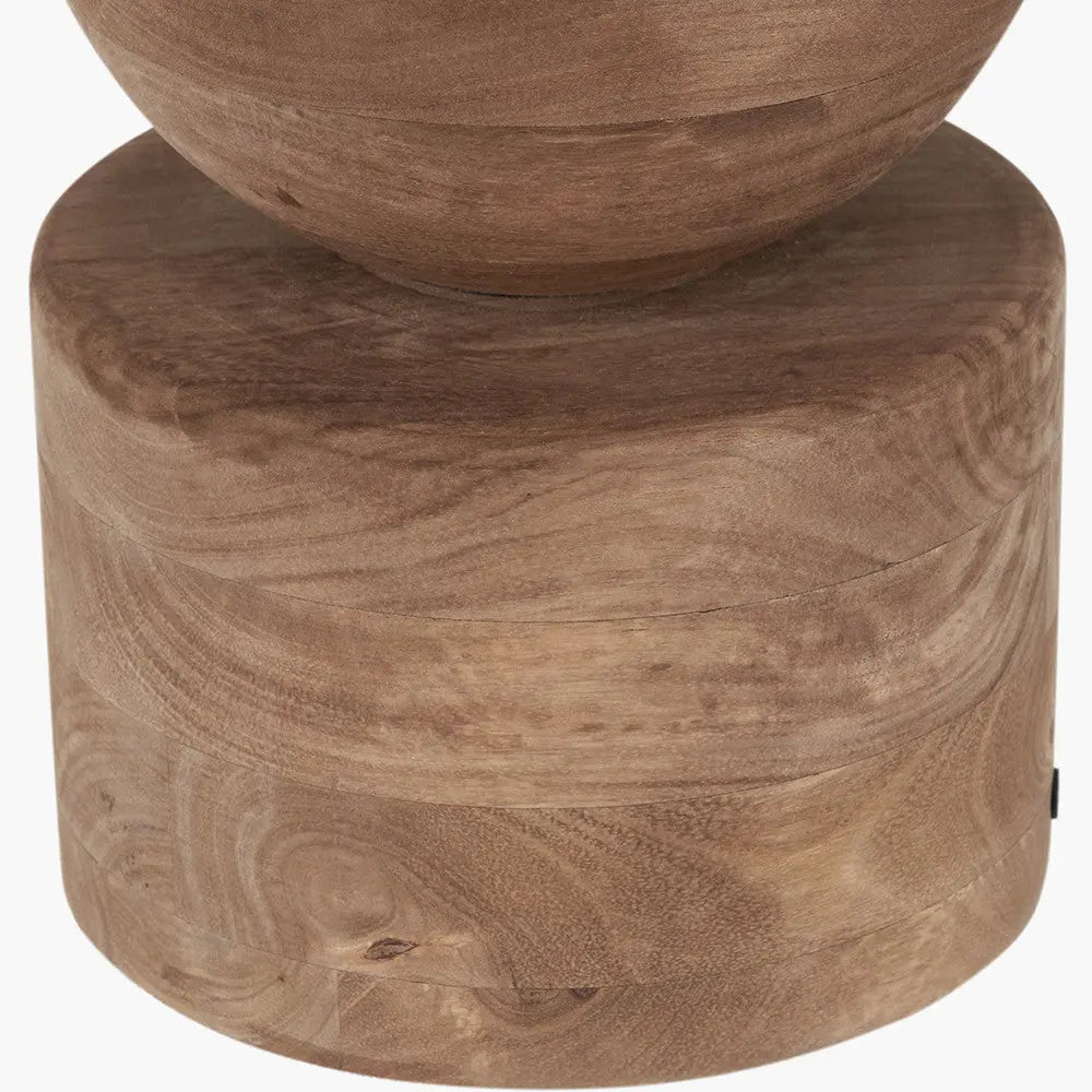 Ziva Antique Brown Round Wood Table Lamp Base  Nicholas John Interiors