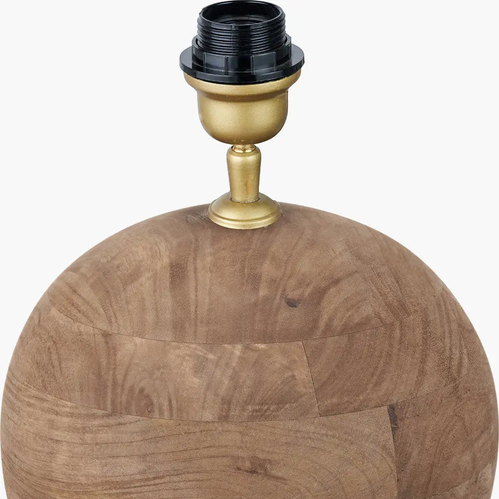 Ziva Antique Brown Round Wood Table Lamp Base  Nicholas John Interiors