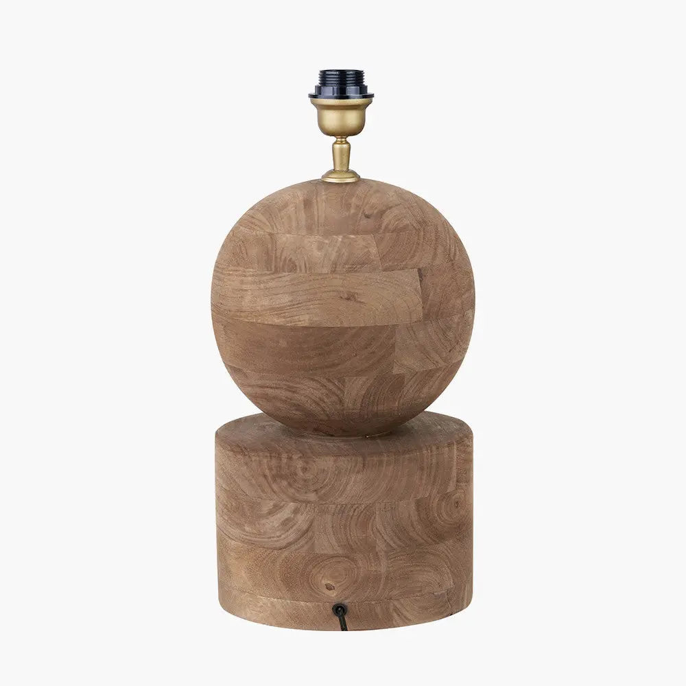 Ziva Antique Brown Round Wood Table Lamp Base  Nicholas John Interiors