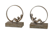  Lounging Reader Antique Bookends Set/2