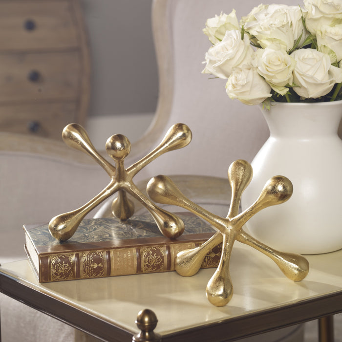 Uttermost Harlan Jacks Ornament in Brass - Set of 2