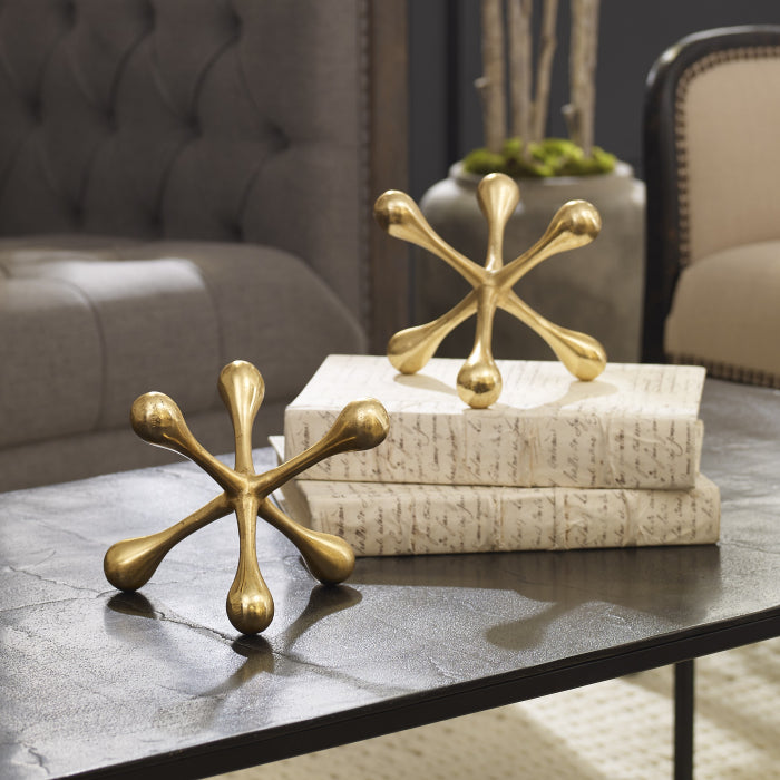 Uttermost Harlan Jacks Ornament in Brass - Set of 2
