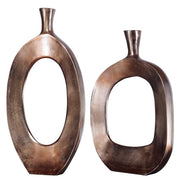  Kyler Textured Bronze Vases Set/2