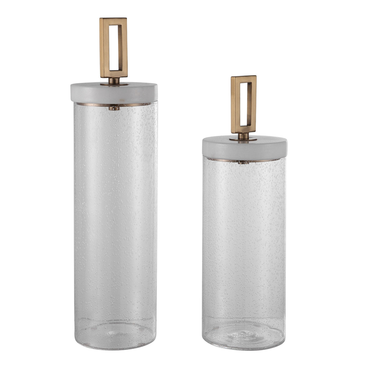  Hayworth Seeded Glass Containers, Set/2