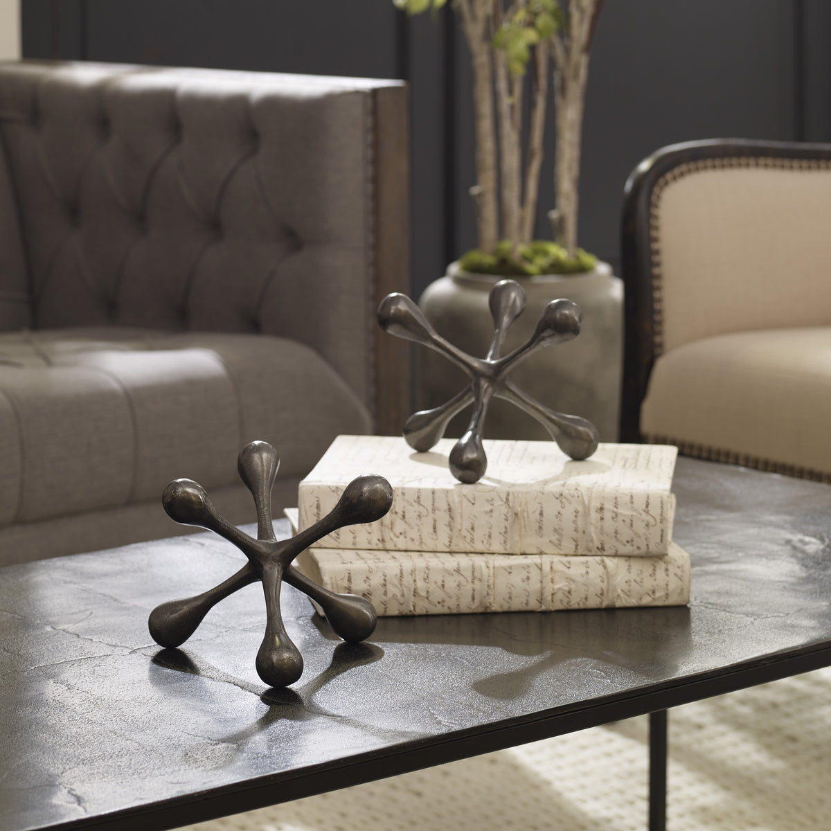 Uttermost Harlan Black Nickel Objects - Set of 2