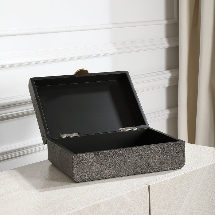 Uttermost Lalique Art Deco Decorative Box in Smoke Grey Shagreen