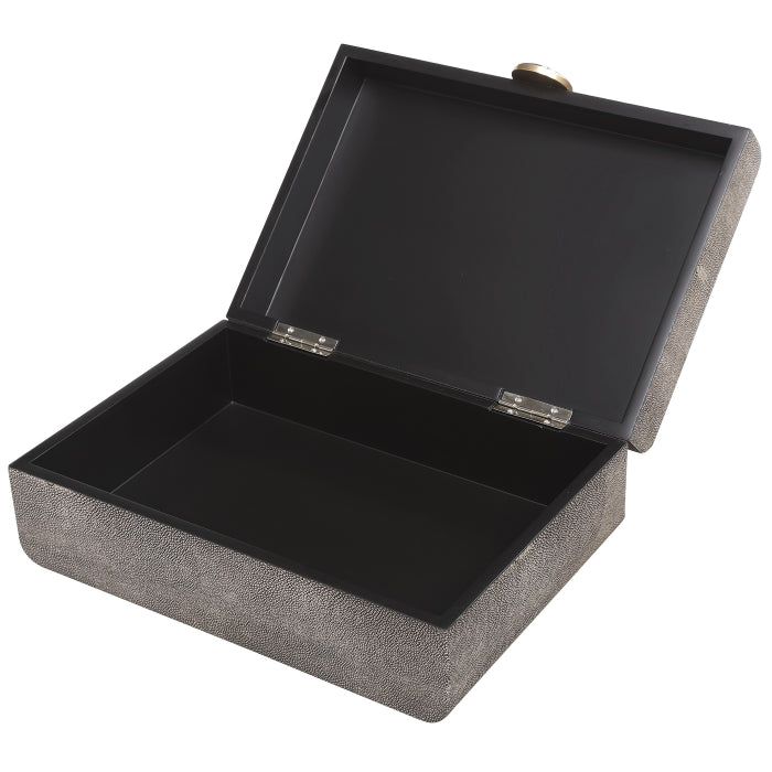Uttermost Lalique Art Deco Decorative Box in Smoke Grey Shagreen