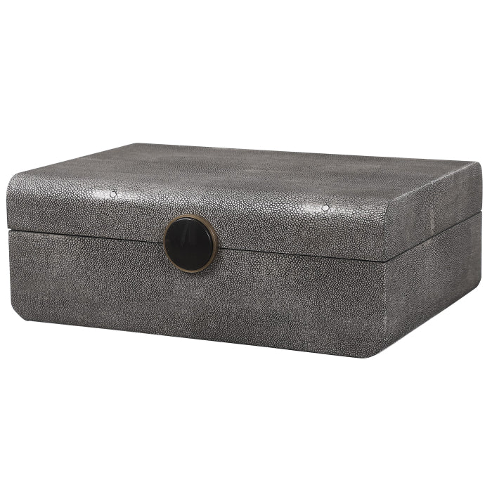 Uttermost Lalique Art Deco Decorative Box in Smoke Grey Shagreen