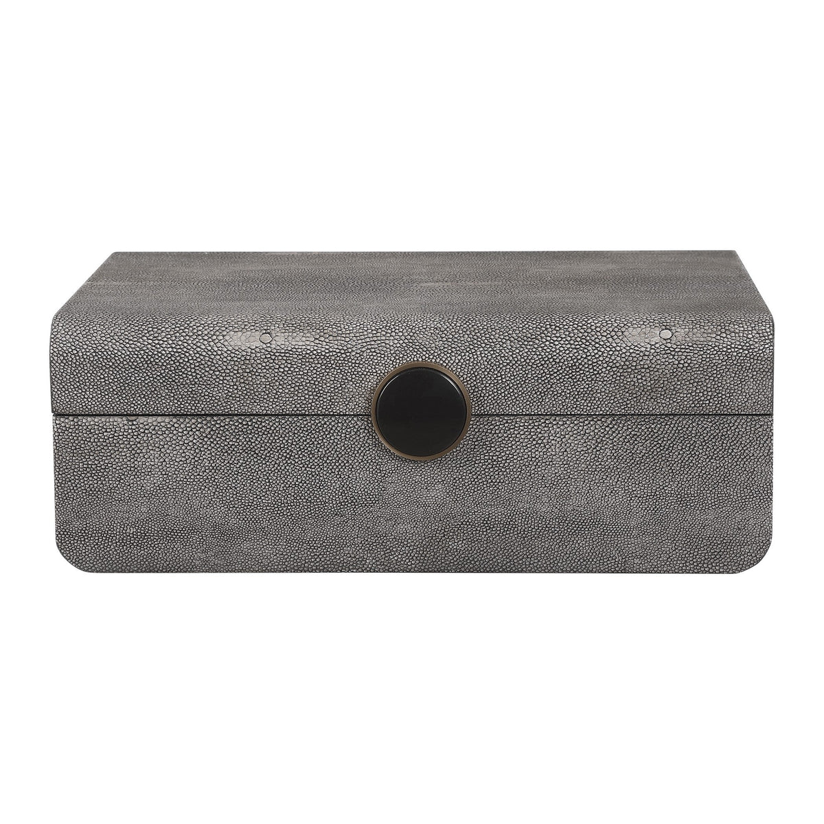 Lalique Art Deco Decorative Box in Smoke Grey Shagreen 