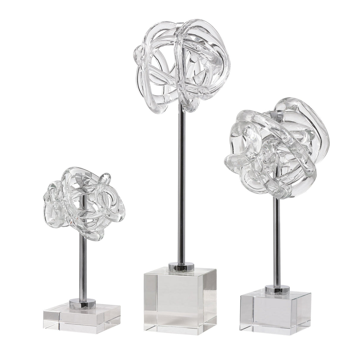  Neuron Glass Table Top Sculptures, Set of 3