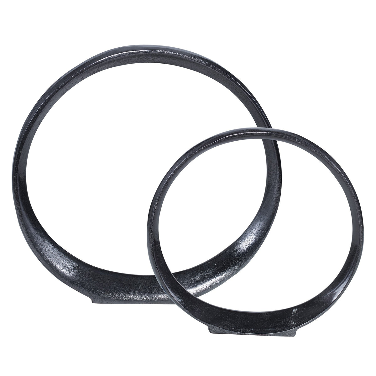 Orbits Black Ring Indoor-Outdoor Sculptures - Set of 2