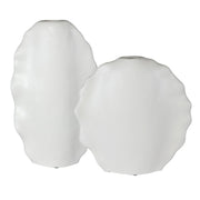 Ruffled Feathers Modern Indoor-Outdoor White Vases, S/2