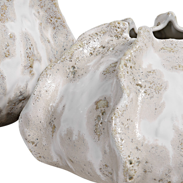 Uttermost Urchin Textured Ivory Vases Set of 2