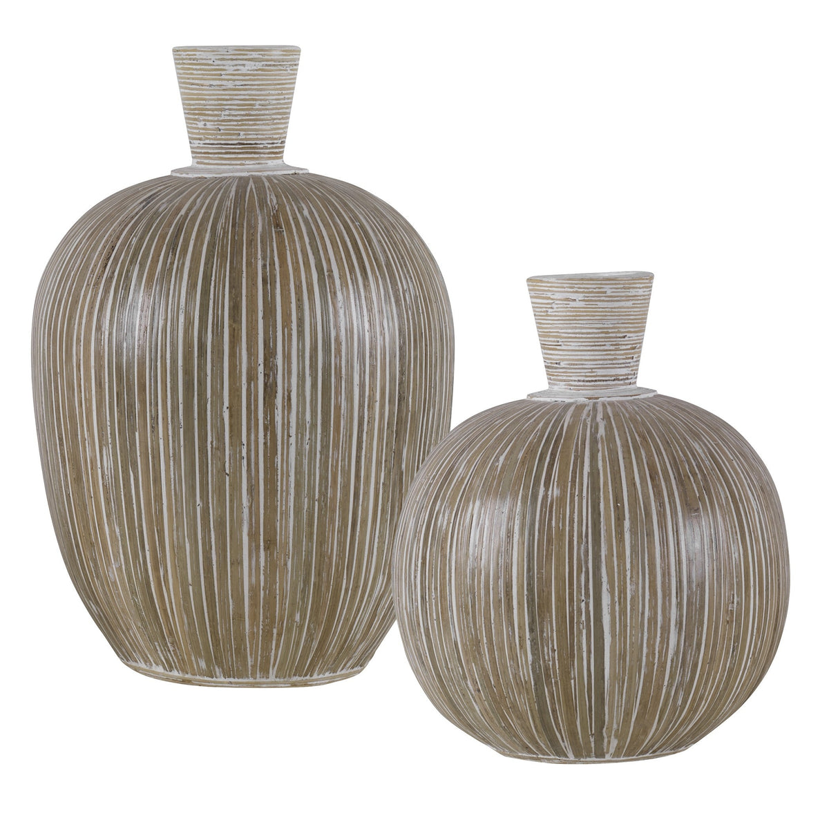  Islander White Washed Vases, S/2