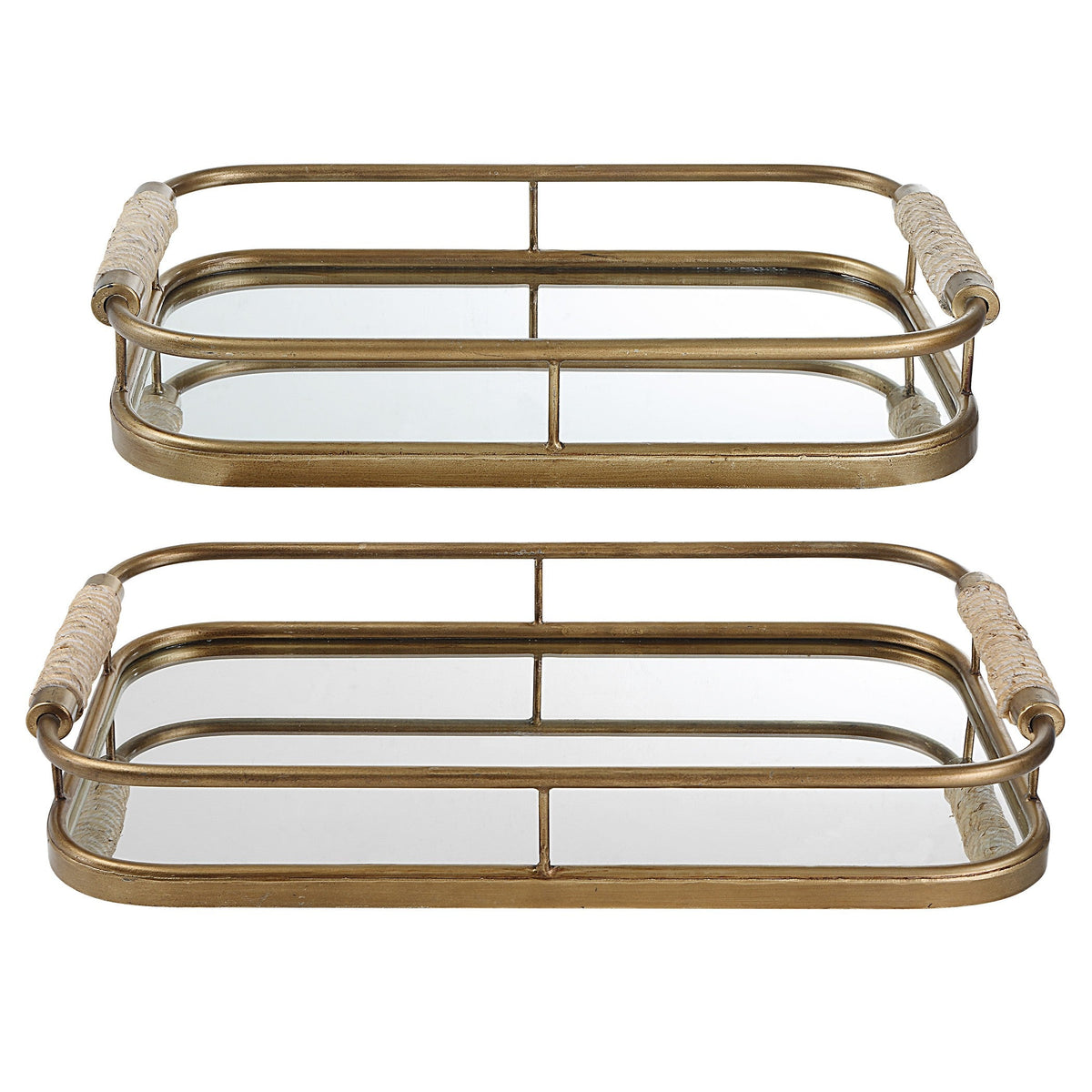  Rosea Brushed Gold Trays, S/2