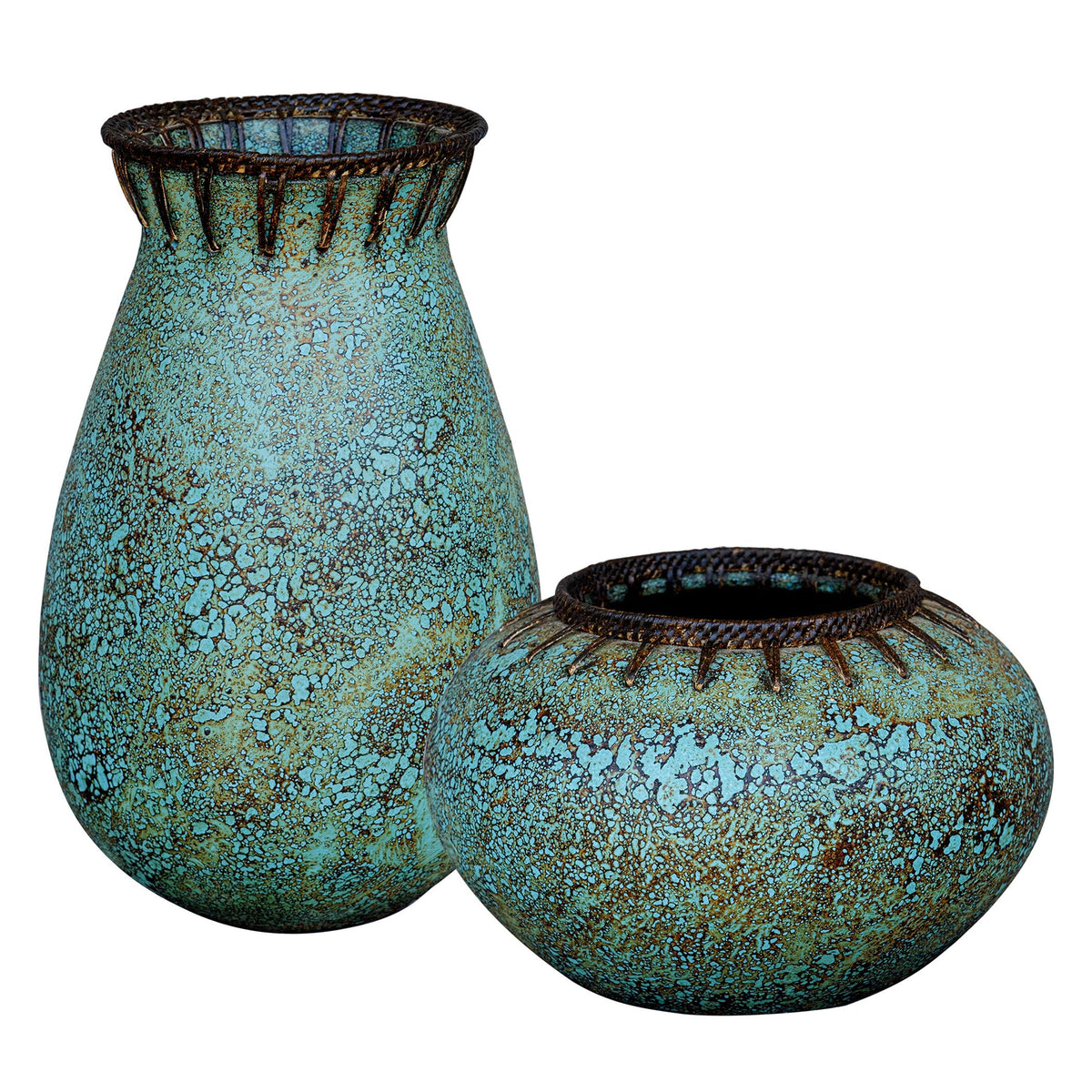  Bisbee Turquoise Vases, S/2