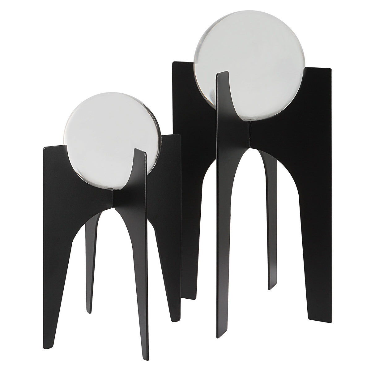  Ellianna Crystal Spheres On Black Base,  S/2