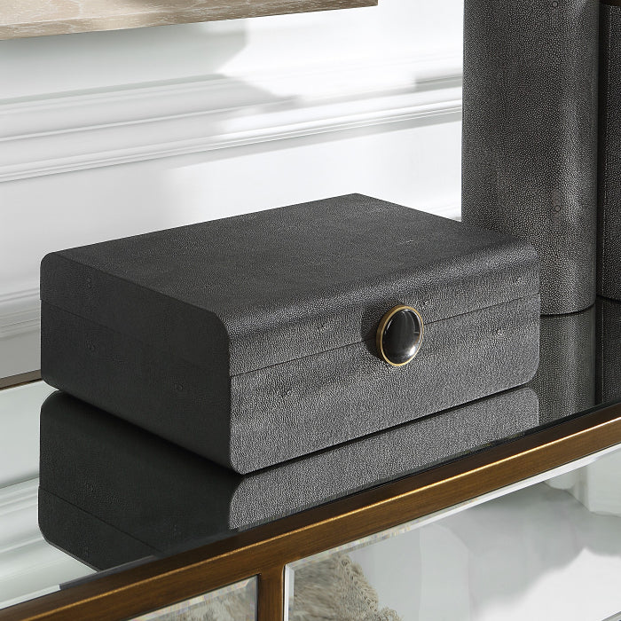 Uttermost Lalique Black Shagreen Box