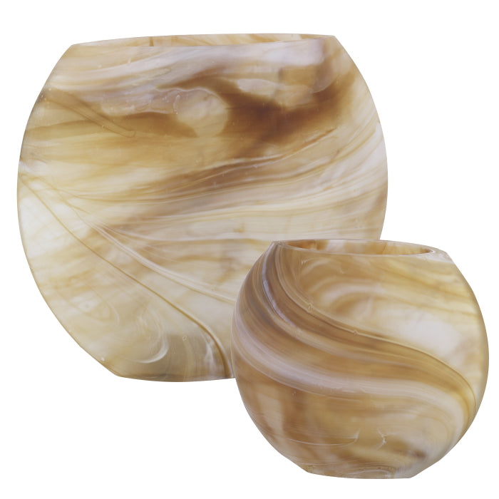 Uttermost Fusion Swirled Caramel & Ivory Vases - Set of 2