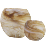  Fusion Swirled Caramel & Ivory Vases, Set/2