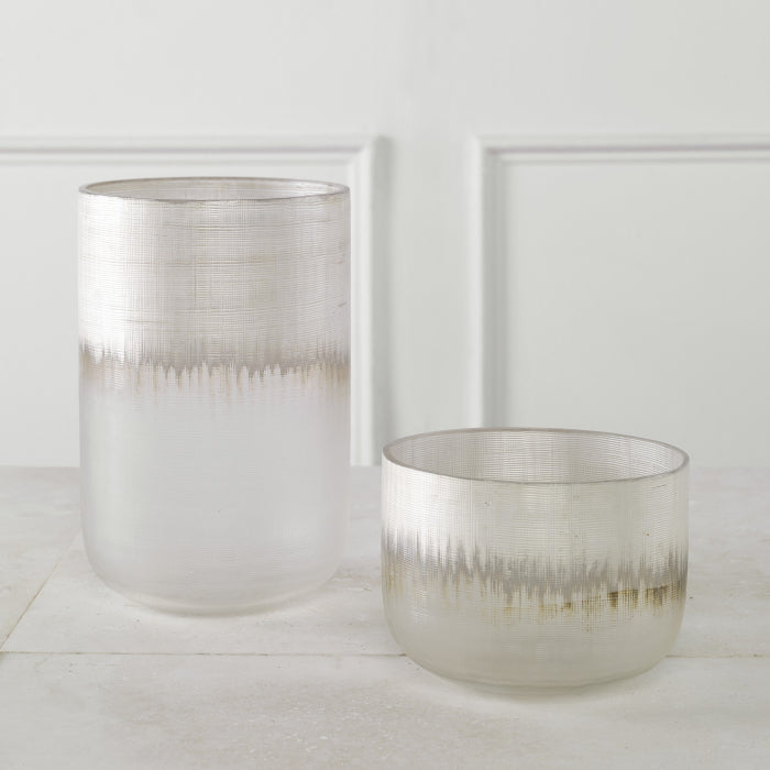 Uttermost Frost Silver Drip Glass Vases - Set of 2