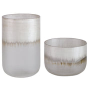  Frost Silver Drip Glass Vases, Set/2