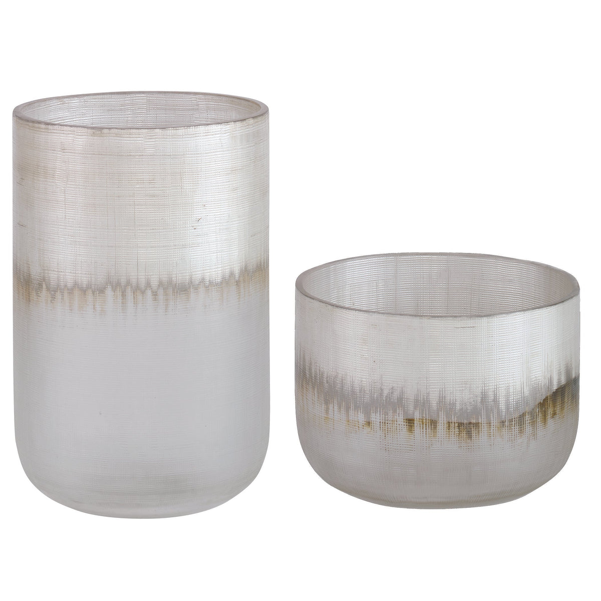  Frost Silver Drip Glass Vases, Set/2